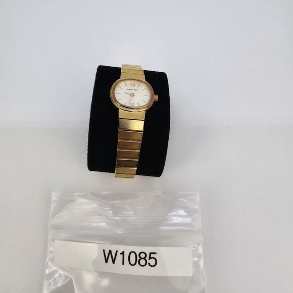 Hamilton Women's Watch 19MM Cream Dial Gold Case Bracelet 5.5" Wrist New Battery - Picture 11 of 11